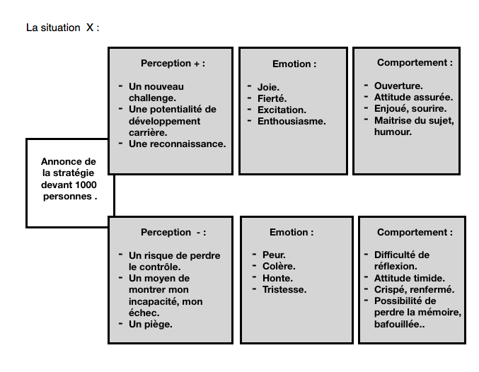 Schéma de perception positive et négative d'une situation